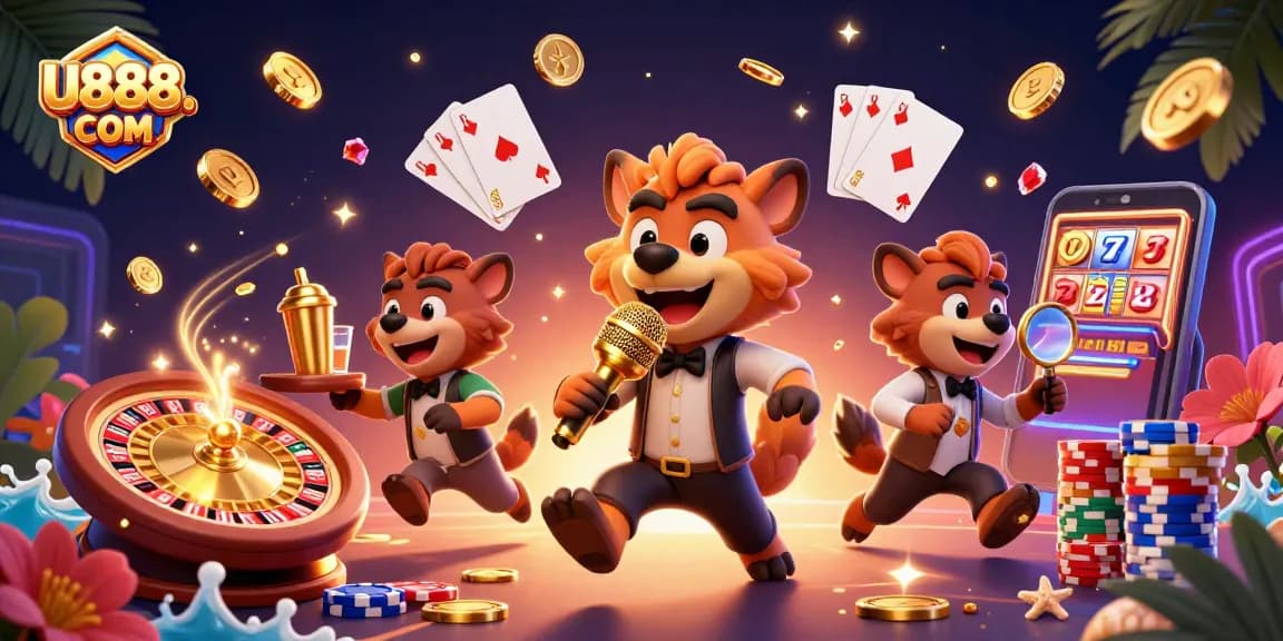 Experience unmatched excitement with U888. COM's vibrant comedy casino scene featuring hyenas.