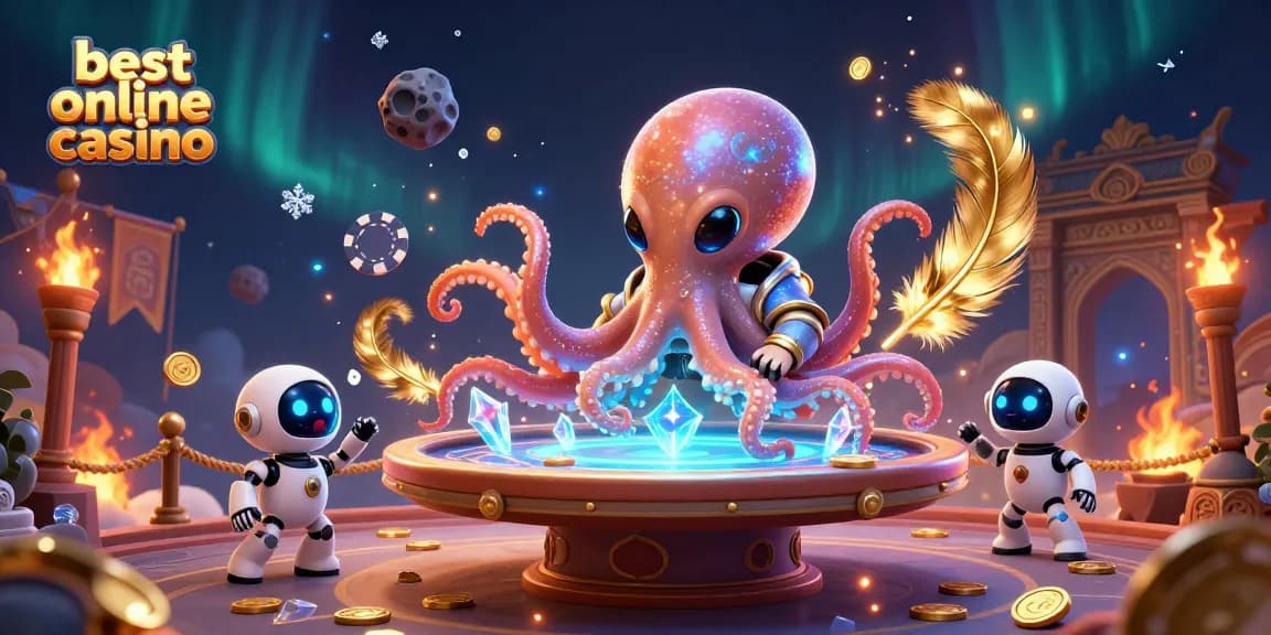 Experience the thrill at the best online casino with alien octopus poker action in a cosmic setting.