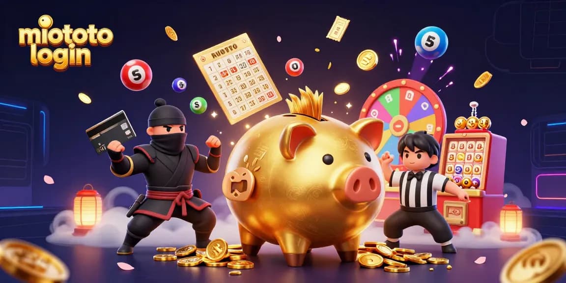 Engage in thrilling miototo login excitement with vibrant casino elements and dynamic gaming characters.