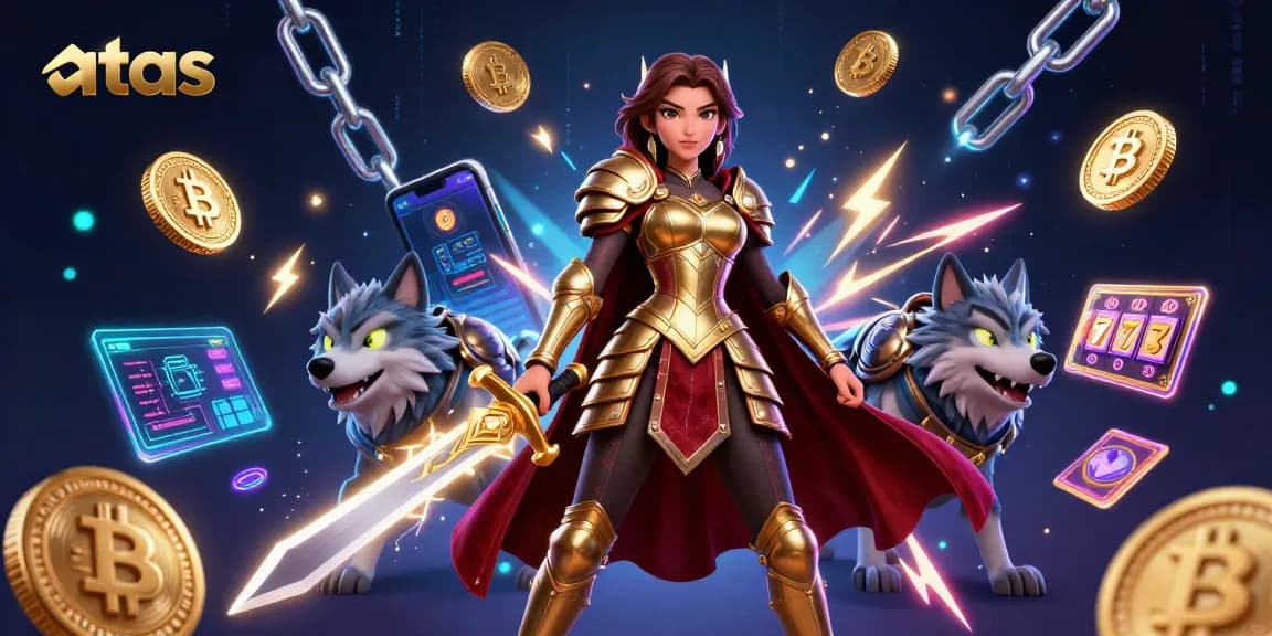 Engage with the excitement of playing at ATAS Casino featuring vibrant digital elements and characters.