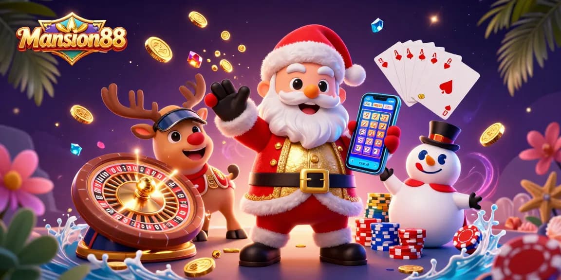 Mansion88 menghadirkan suasana kasino dengan Santa, rusa, dan manusia salju dalam permainan dadu yang seru