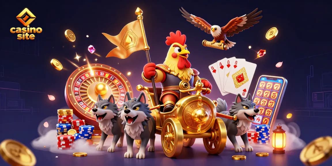 Engage with top casino site features in this vibrant 3D illustration full of action.