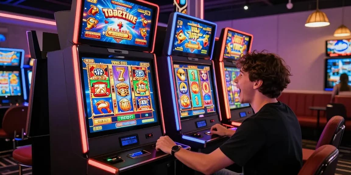 Pengalaman seru bermain slot gacor dalam lingkungan permainan online yang dinamis, dengan grafik cerah dan suasana kemenangan.