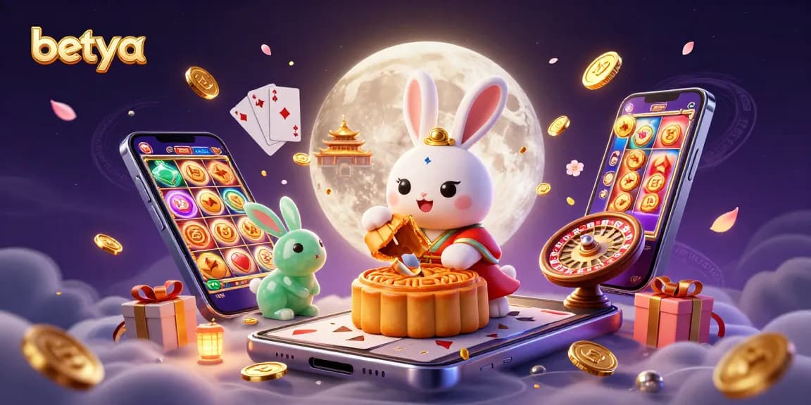 Engage with betya, where the moon rabbit celebrates a jackpot on a colorful slot game.
