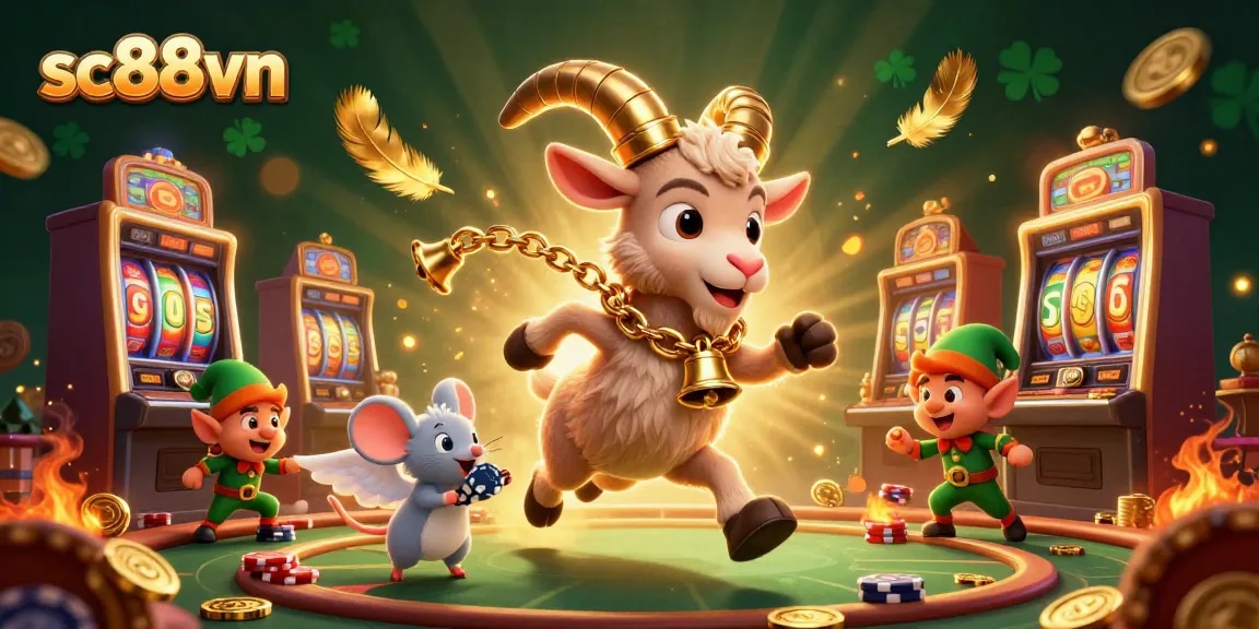 Engage with the excitement of sc88vn's lively casino, featuring a Krampus goat and playful elf gremlins.