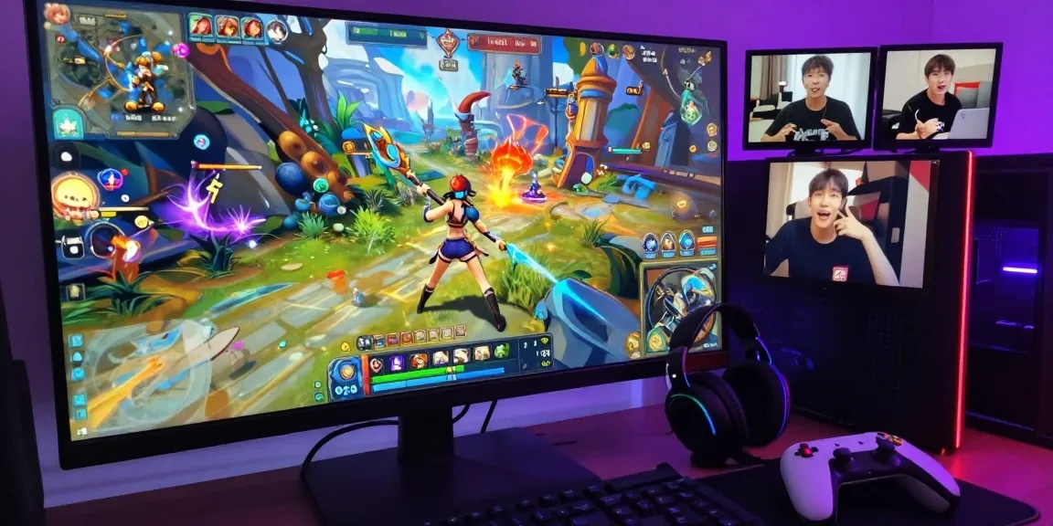 Exciting scene from a female hentai game featuring a dynamic character action, colorful fantasy graphics.