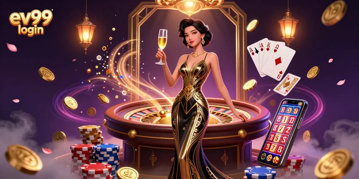 Win big with ev99 login in a vibrant online casino, featuring a glamorous atmosphere and exciting games.