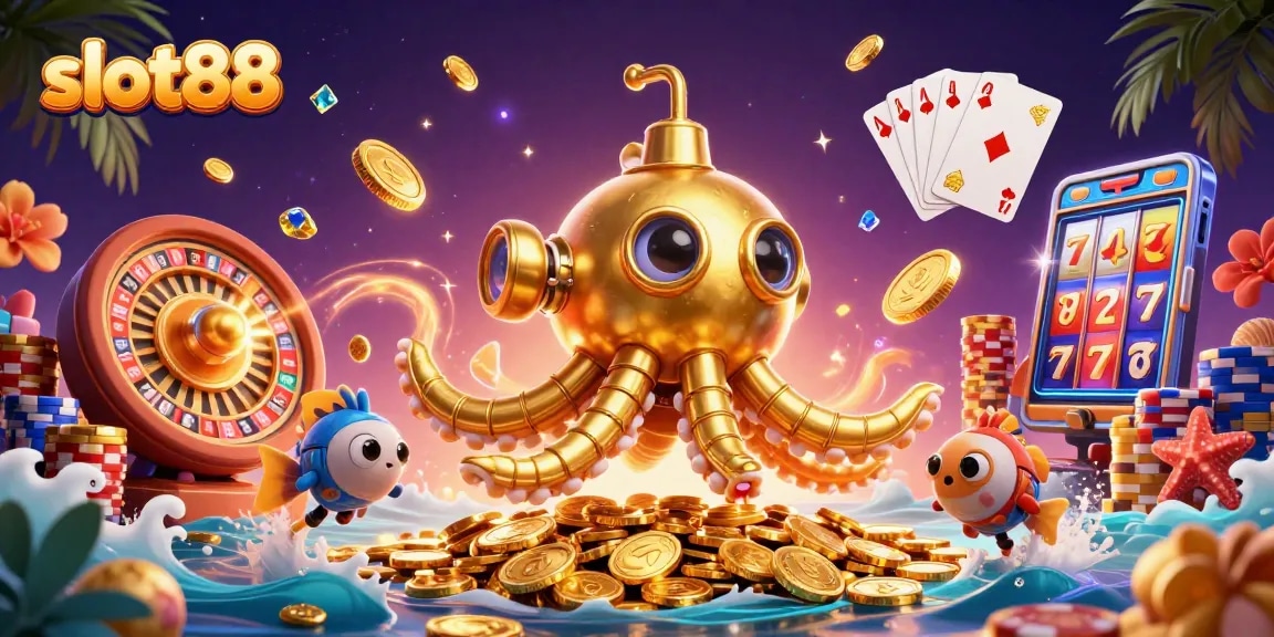Spin and win with slot88 at a vibrant online casino, featuring dynamic symbols and rich graphics.