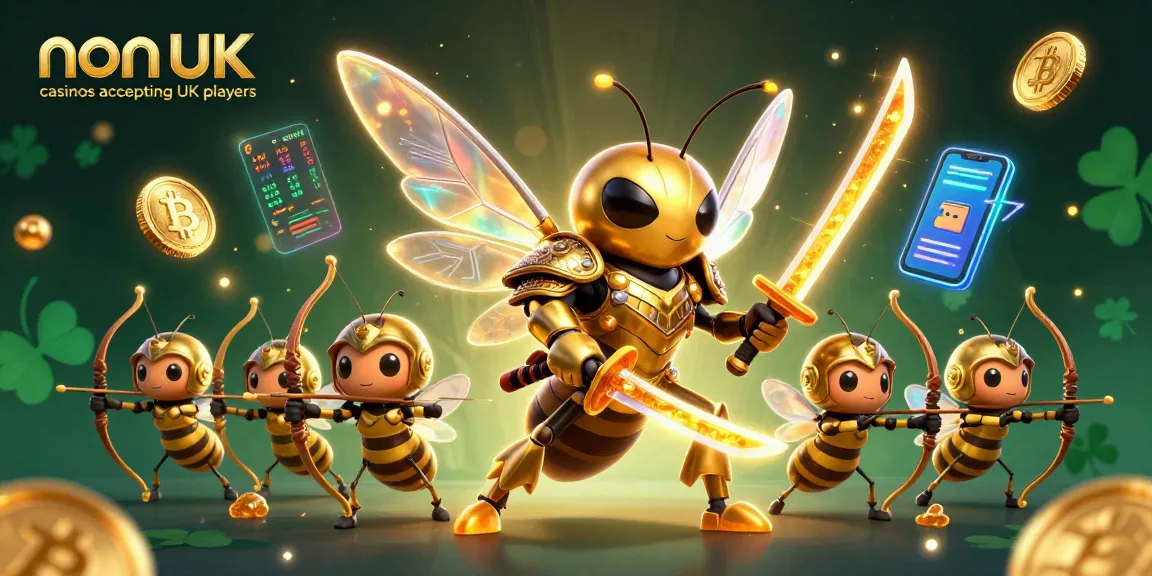 Experience vibrant action at non UK casinos accepting UK players with golden hornet warriors and crypto-rich elements.