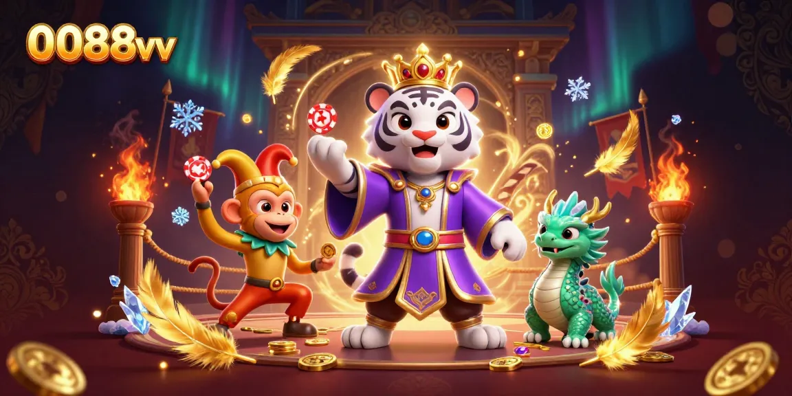 Experience thrilling gameplay with 0088vv's vibrant casino scene featuring dynamic characters and rich details.