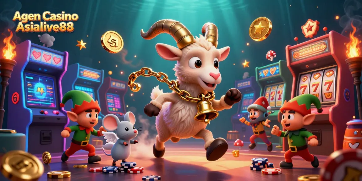 Agen Casino Asialive88 hosts a vibrant holiday horror casino scene, showcasing fun and festive characters amidst gaming excitement.