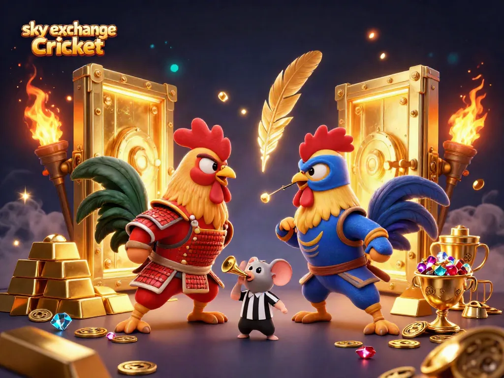 Engage with sky exchange Cricket in an exciting standoff between samurai and ninja roosters surrounded by riches.