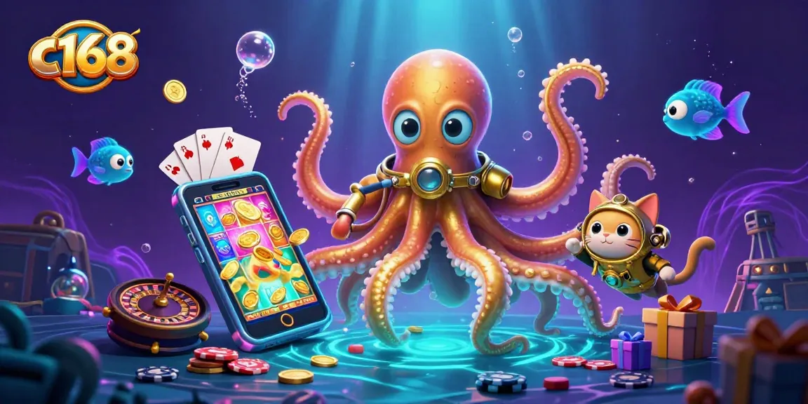 Experience thrilling wins at c168 with a vibrant 3D scene of games and treasures.