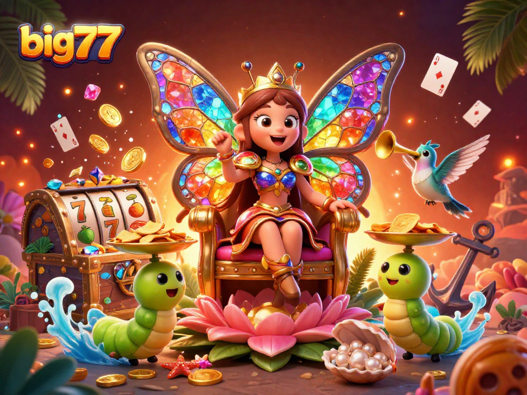 Experience vibrant gameplay with big777 as a butterfly queen commands the casino scene.