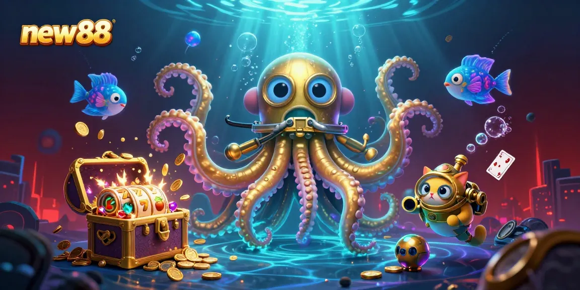 Experience thrilling rewards at new88, where gold coins float amidst vibrant 3D casino symbols.
