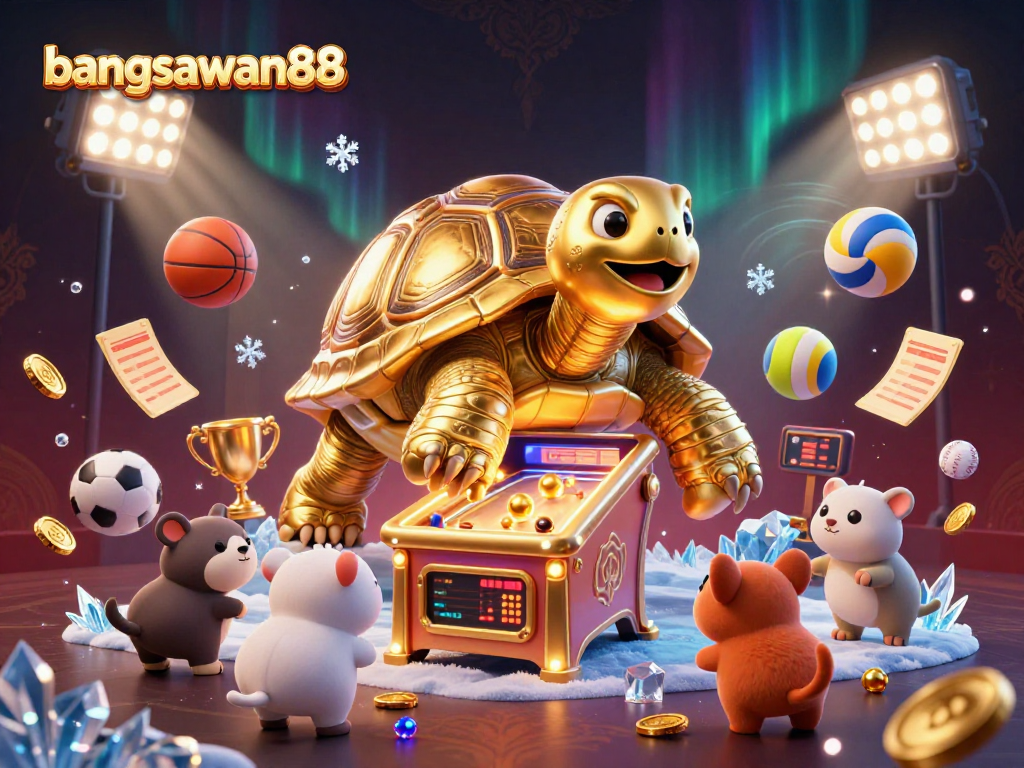 Experience the excitement of bangsawan88 with thrilling sports betting elements in this vibrant 3D digital illustration.