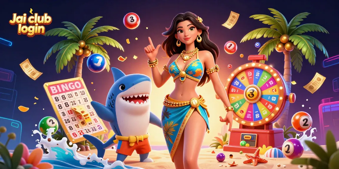 Play exciting games with Jai club login showcased in a vibrant casino-themed illustration.