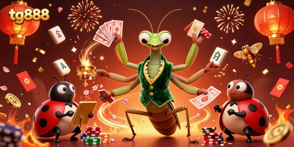 Engage in thrilling gaming activities with tg888, featuring vibrant casino elements and lively characters.