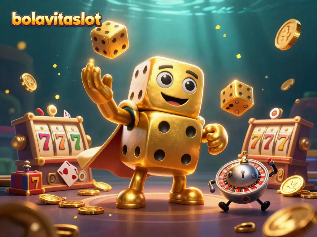 Engage with bolavitaslot through exciting golden dice, jackpot symbols, and vibrant casino elements.