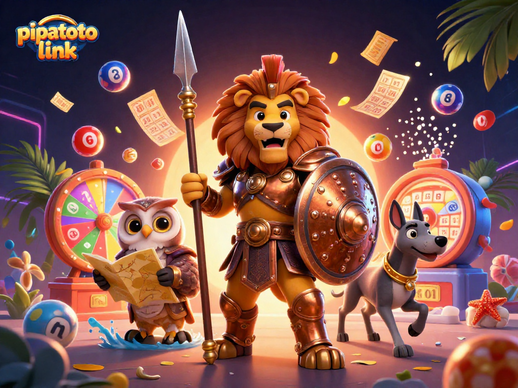 Engage with pipatoto link as the Spartan lion captures lottery excitement amidst vibrant elements.