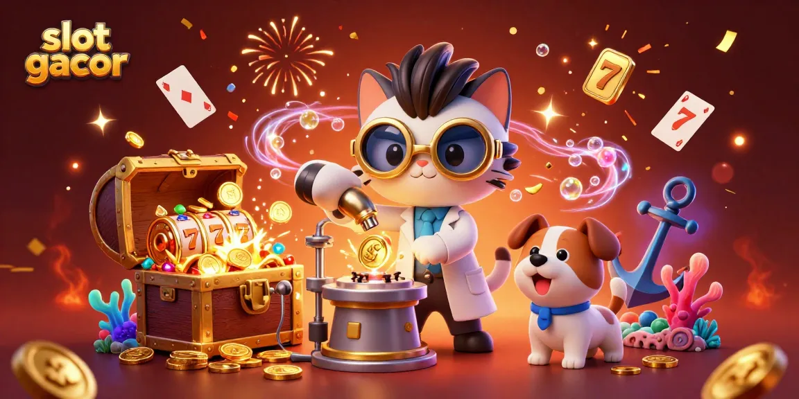 Experience the thrill of slot gacor with a vibrant, detailed casino-themed illustration featuring dynamic game elements.