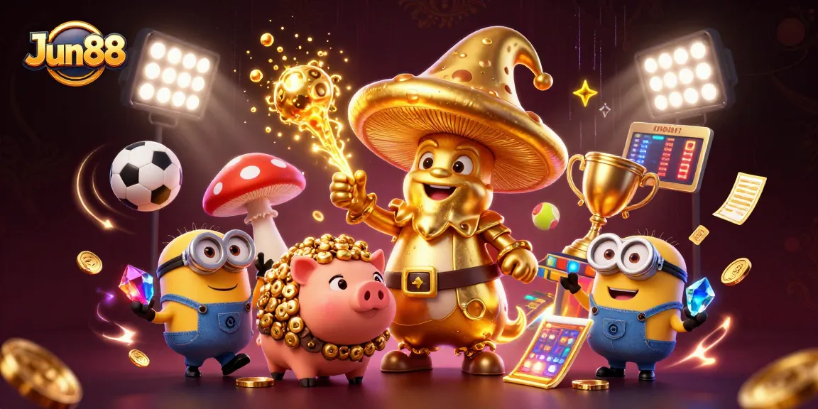 In Jun88, a golden mushroom wizard casts magic while treasure-hunting alongside a truffle pig.