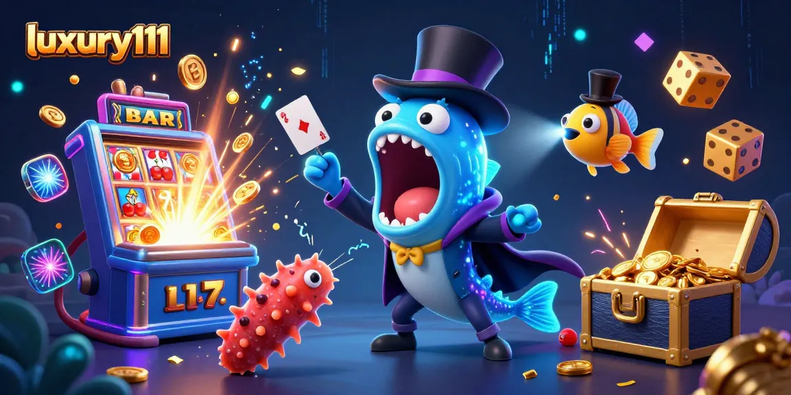 luxury111 attracts gamblers with a vibrant 3D casino scene featuring animated characters and exciting game elements.