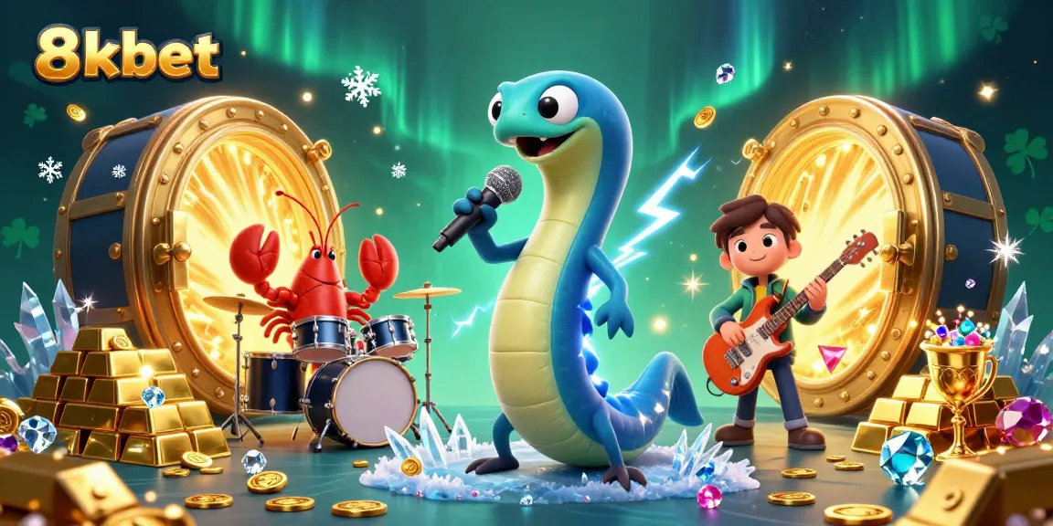 Experience vibrant underwater casino vibes with 8xbet's thrilling DJ performance featuring an electric eel and band.