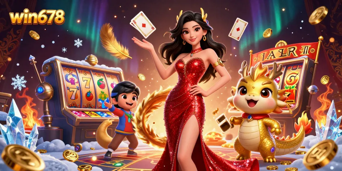 Win678 showcases a stunning Asian woman and dragon, symbolizing thrilling online gaming.