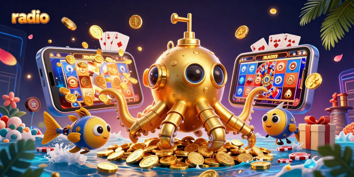 Experience thrilling gameplay with the radio-inspired underwater adventure featuring a golden kraken.