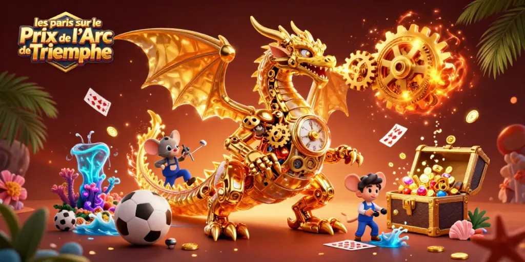 Engage in les paris sur le Prix de l'Arc de Triomphe with dynamic sports and betting elements illustrated