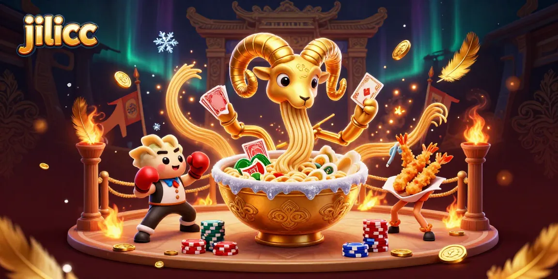 Engage with jilicc in a vibrant, dynamic 3D casino scene featuring card games and vibrant characters.