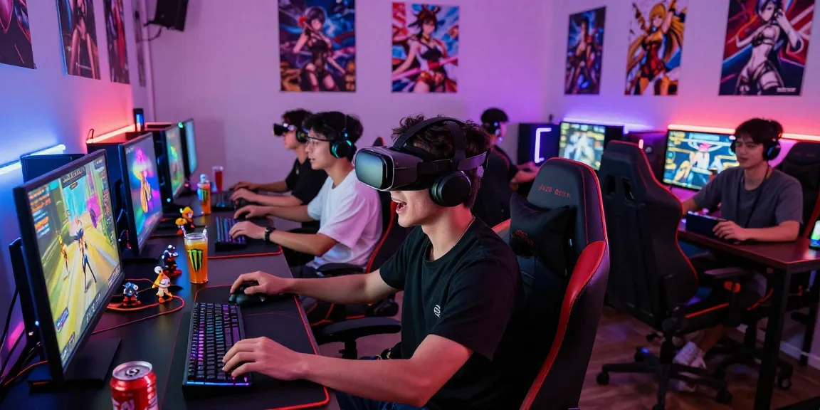 Players enjoying an exciting hentai game experience in a vibrant gaming setup, showcasing engaging graphics and modern accessories.