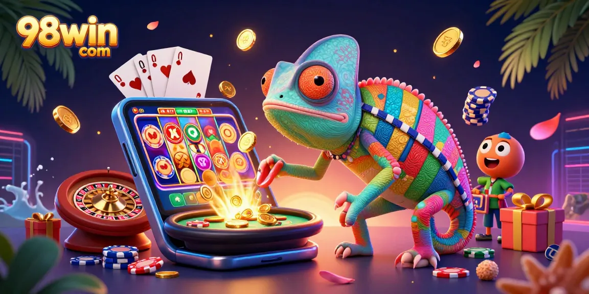 Experience the thrill of 98win com as golden coins erupt amidst vibrant casino games.