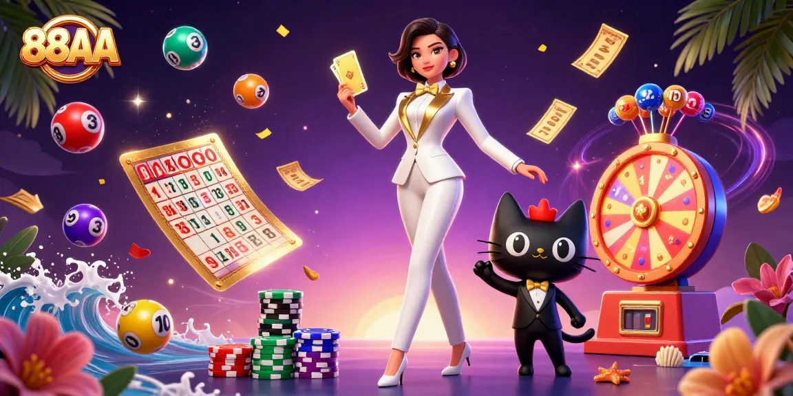 Engage with 88AA as the glamorous dealer shuffles cards amidst a lively casino scene.