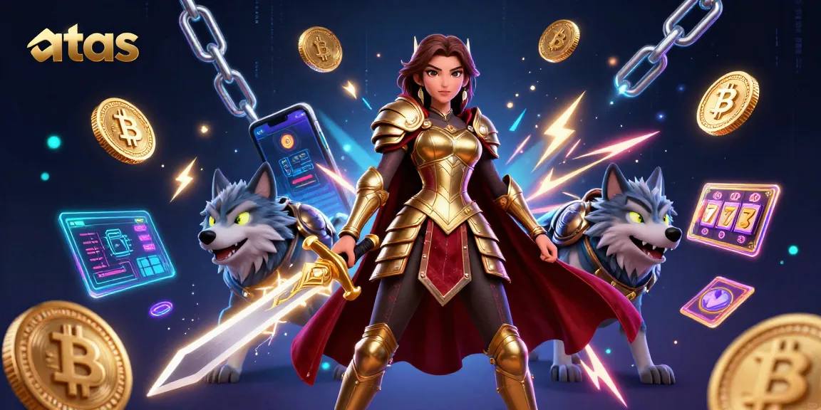 Engage with the excitement of playing at ATAS Casino featuring vibrant digital elements and characters.
