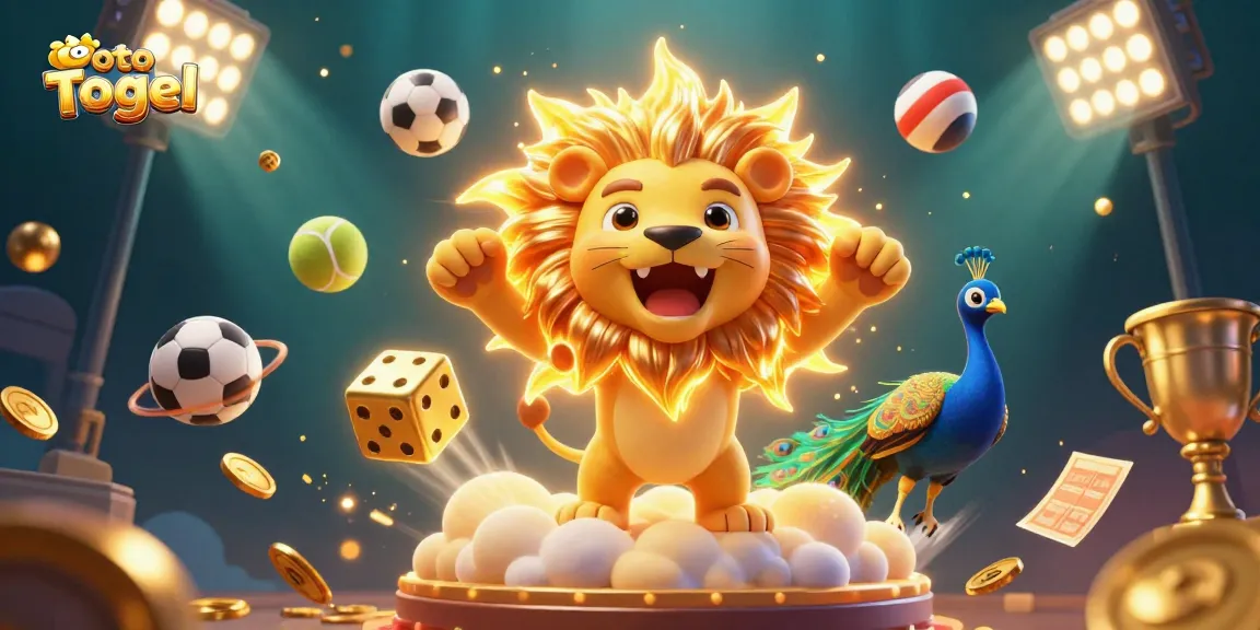 Menyaksikan Toto Togel dengan semangat, singa matahari 3D mengeluarkan suara gemuruh di antara elemen permainan yang penuh warna.