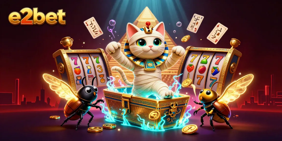 Experience thrilling gameplay at e2bet with an Egyptian-themed casino illustration bursting with vibrant designs.