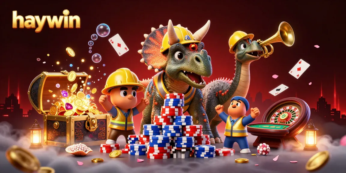 Experience thrilling casino action with haywin's vibrant characters in this dynamic 3D illustration.
