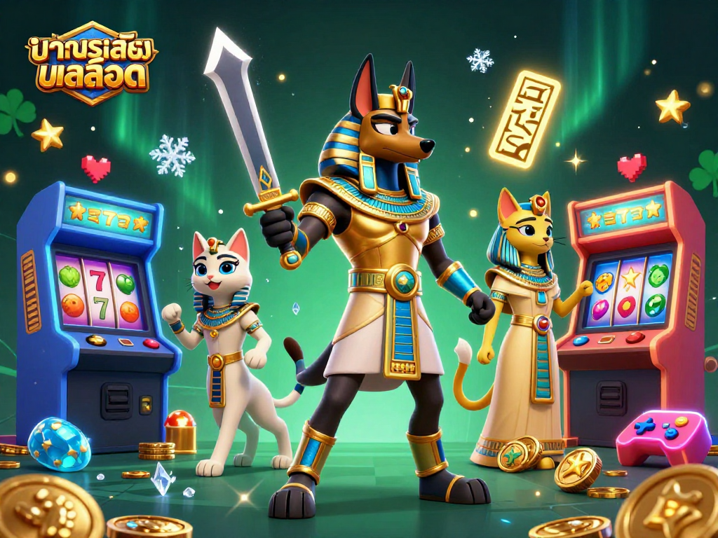 Spin the reels and experience ทดลองเล่นสล็อต with vibrant gaming elements in a dynamic casino scene.