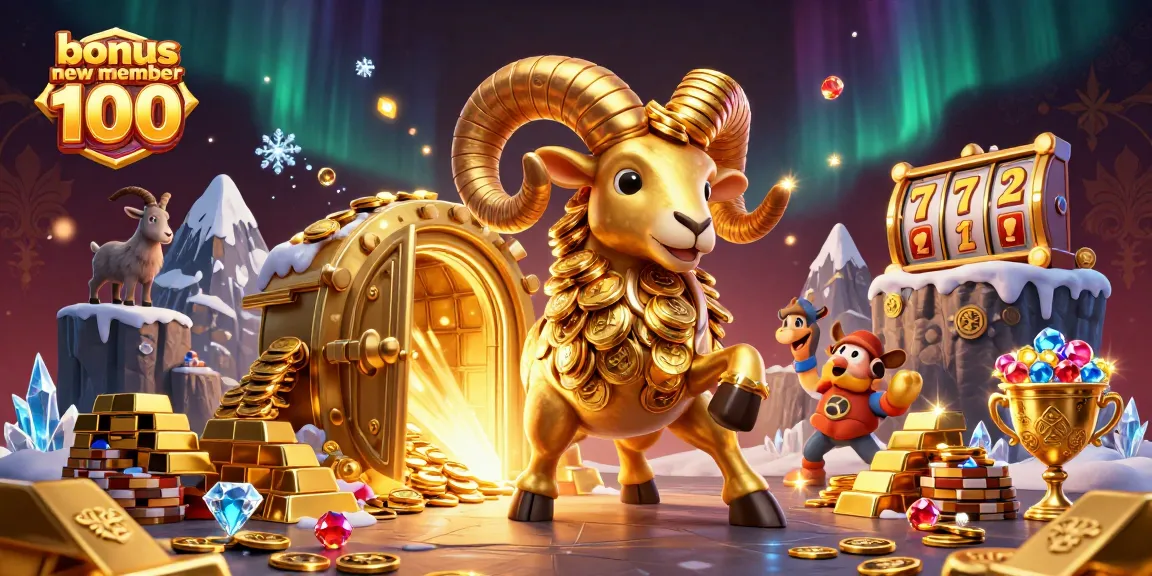 Engage with bonus new member 100 in an exciting slots scene filled with vibrant treasures.