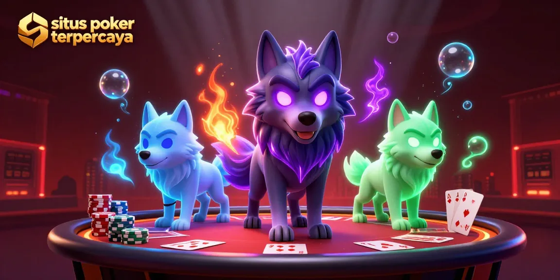 Engage with situs poker terpercaya featuring dynamic poker scenes with colorful elements and casino energy.