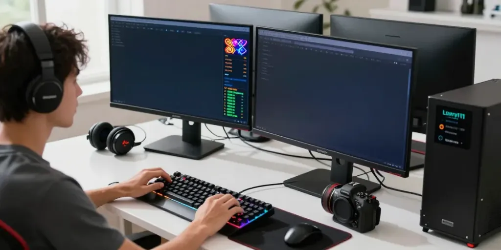 Dynamic online gaming setup showcasing a user engaging with luxury111 link for enhanced game experience and analytics.