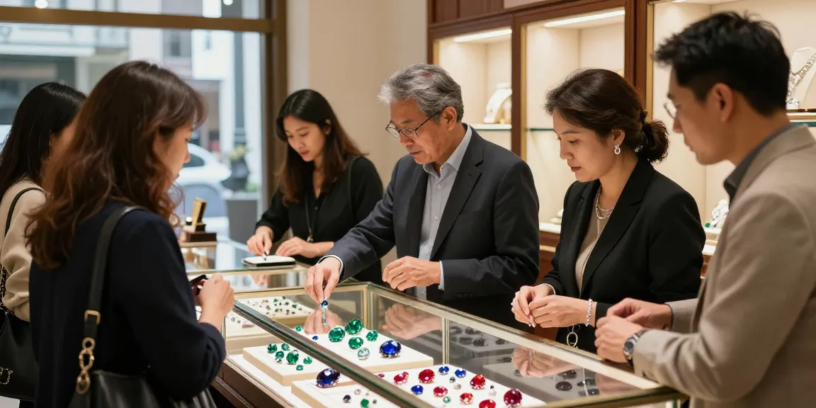 Experience gemstone elegance at https://www.mygemspot.com with shoppers exploring exquisite gems.