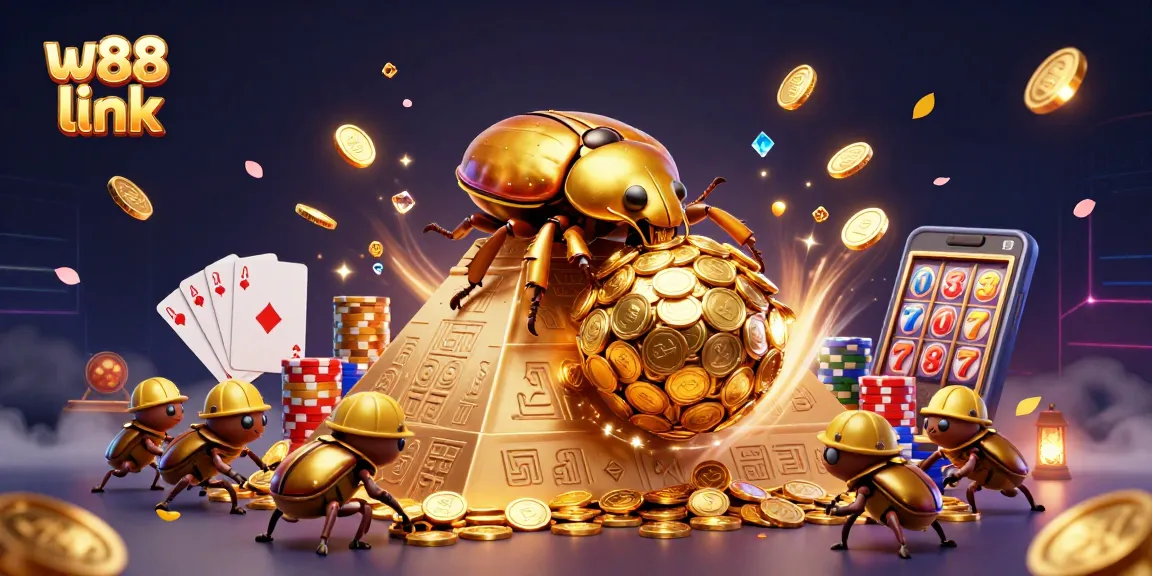 Experience the excitement of winning with w88 link in this vibrant casino illustration.
