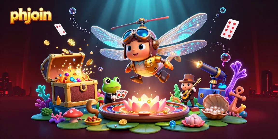 Experience thrilling gambling action with phjoin at a lily pad casino featuring dynamic cartoon characters.