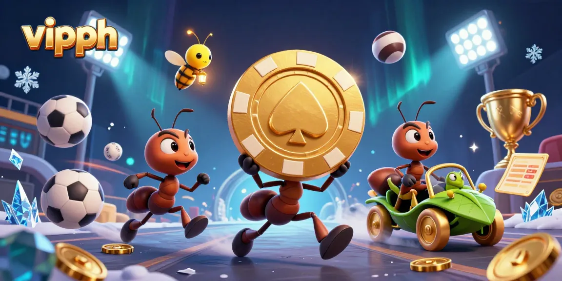 Place winning bets with vipph's engaging 3D cartoon scene featuring unstoppable ants on a heist.