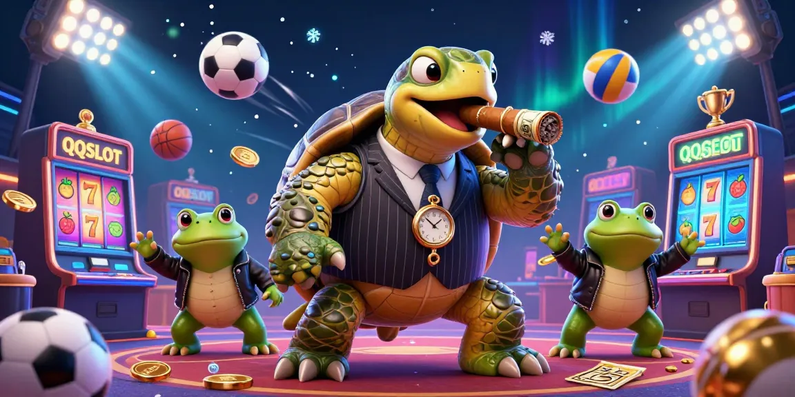 Experience thrilling QQSLOT action with a turtle in a mobster suit leading the casino scene.