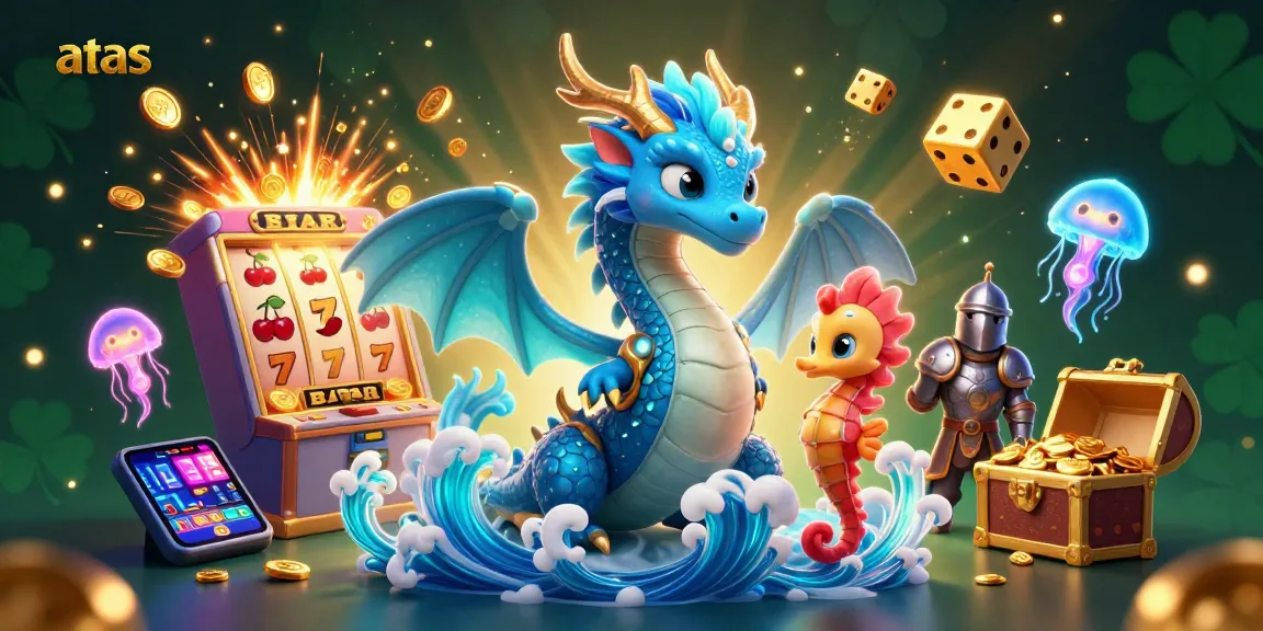 Experience the excitement of atas casino with vibrant characters, slot machines, and Jackpot explosions.