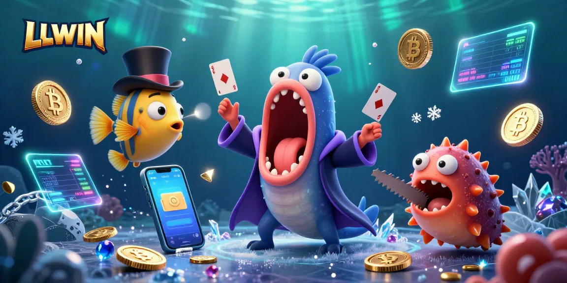 LLWIN showcases a captivating underwater casino scene featuring a gulper eel magician, emphasizing creative gambling entertainment.